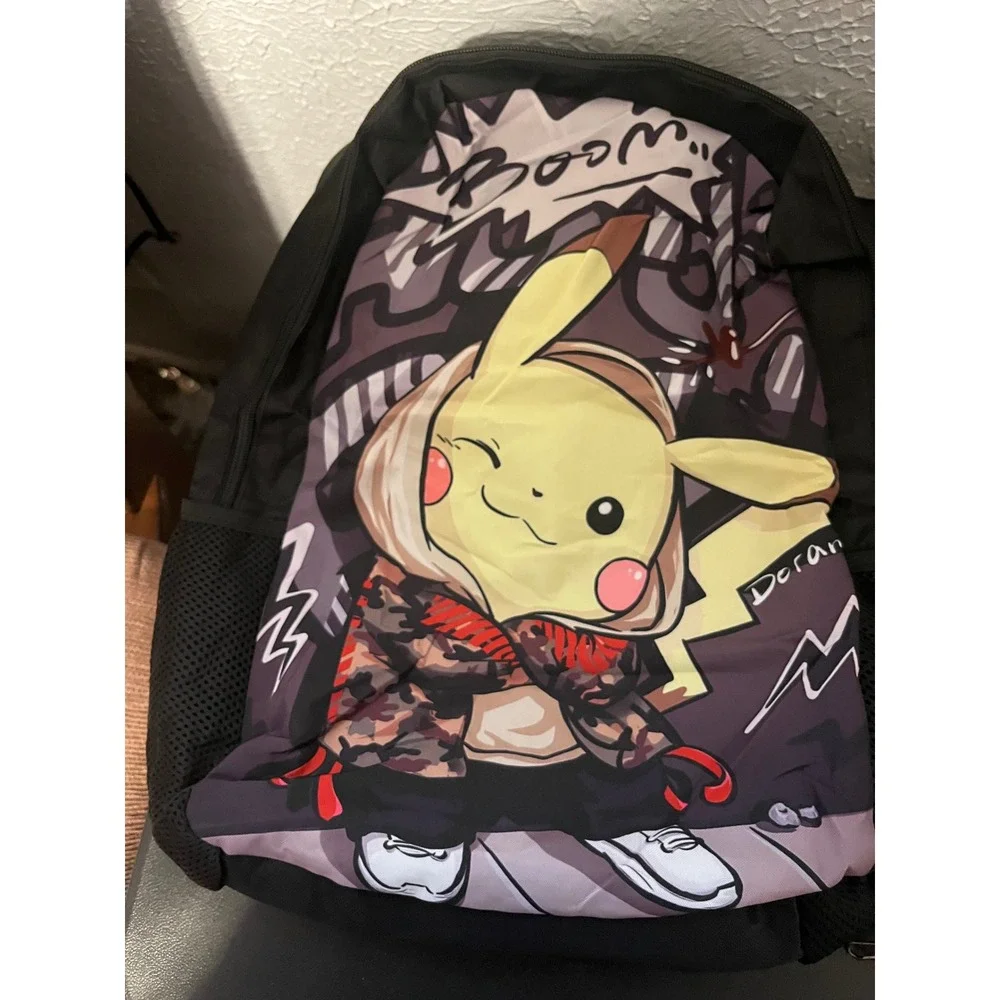 Pokemon Pikachu 3pc Backpack Set Streetwear Graffiti Lunch Bag Pencil Case NWOT